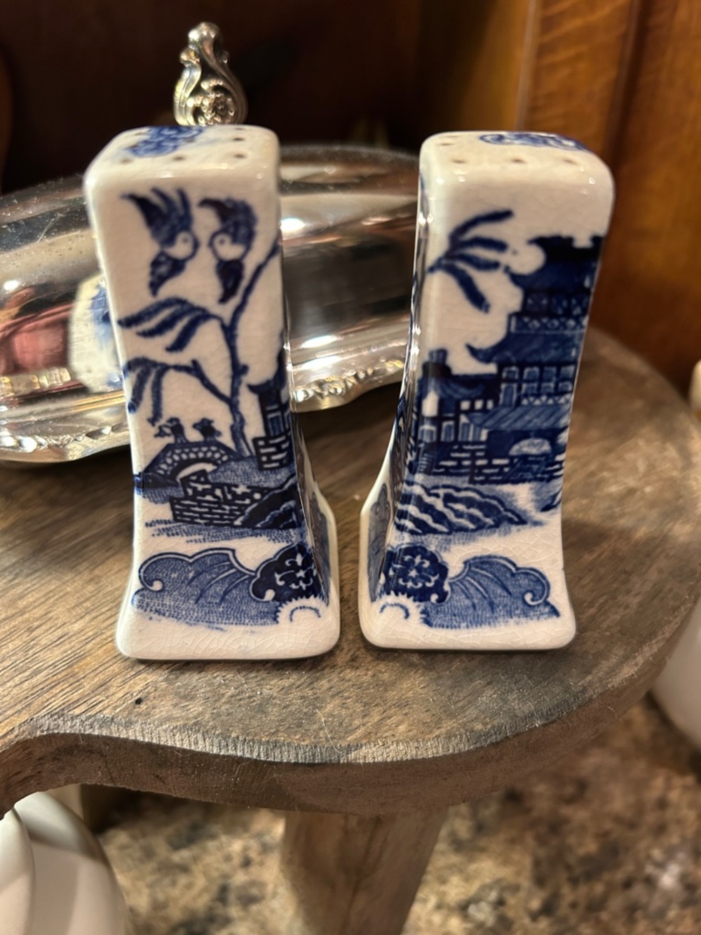 Vintage Chinoiserie House of Blue Willow Salt and Pepper Shakers